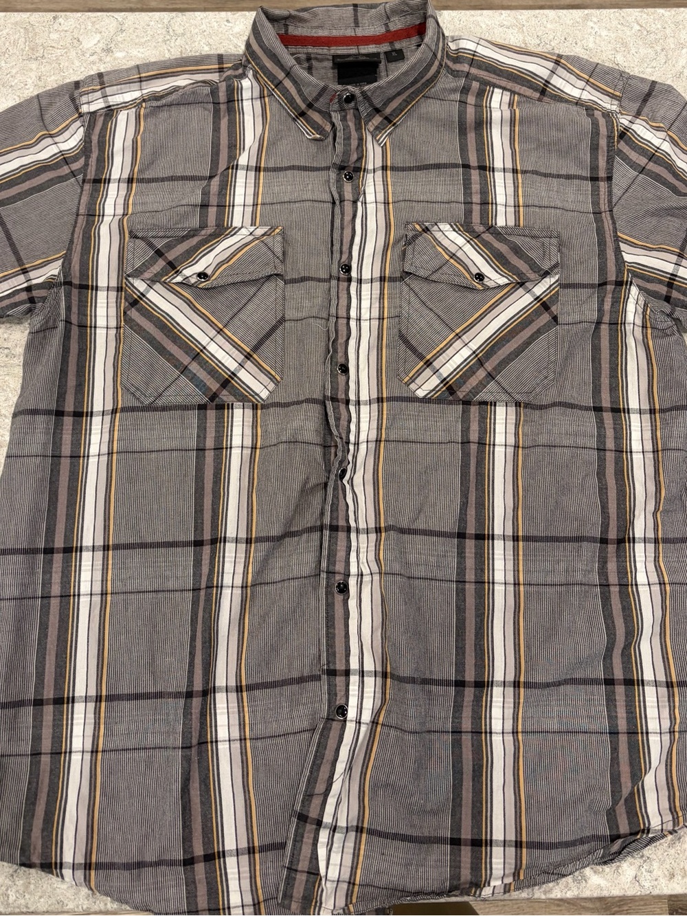 Harley-Davidson Gray, Black & Cream Plaid Shirt with Large Back '1' Logo—XXL - Picture 3 of 6